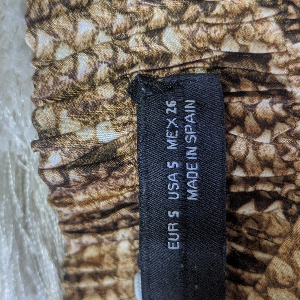 Zara Brown Snakeskin Tie Front Shorts S - Picture 5 of 7